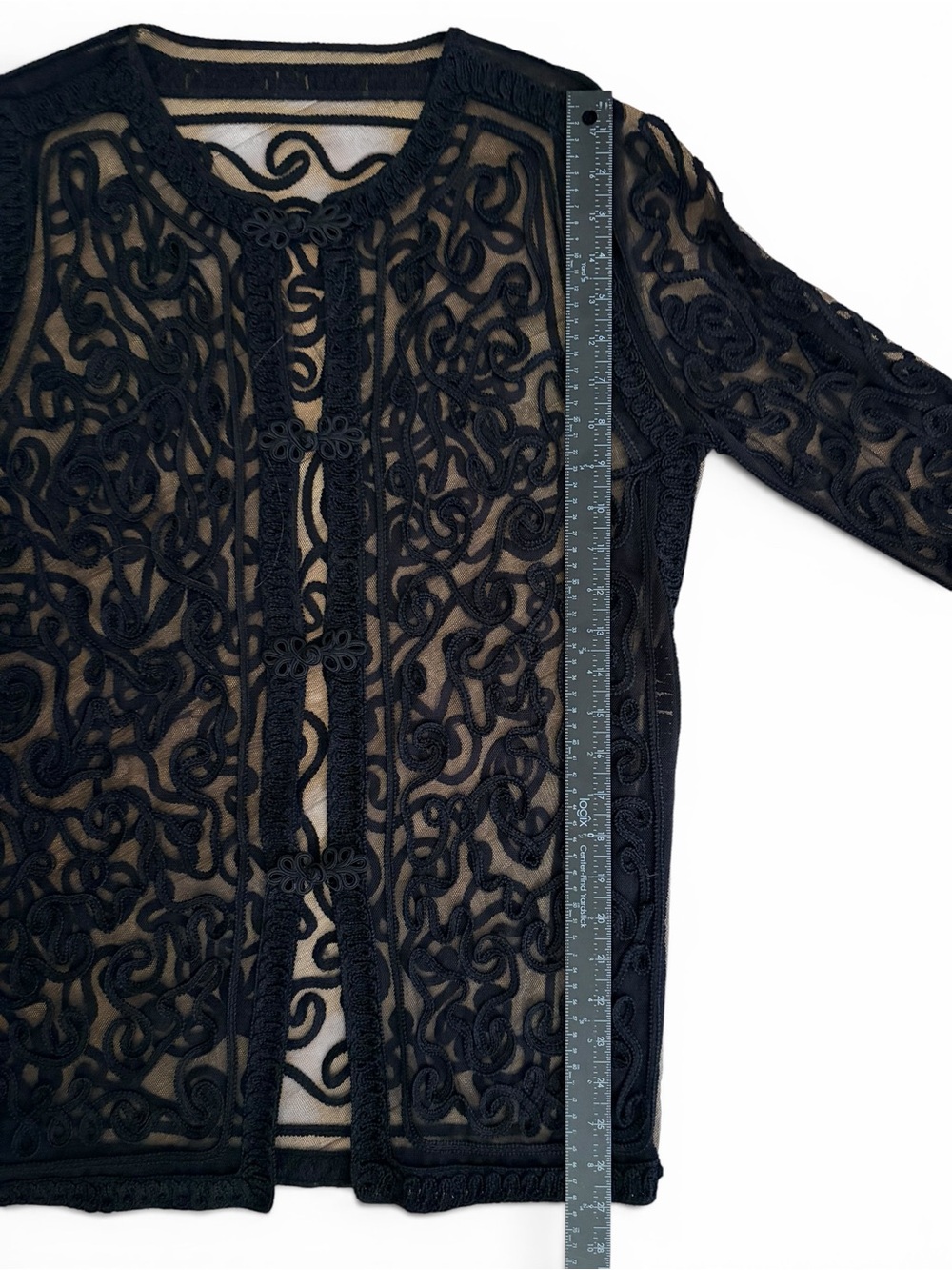 Vintage Black Sheer Lace Ribbon Jacket - Medium - Picture 6 of 6